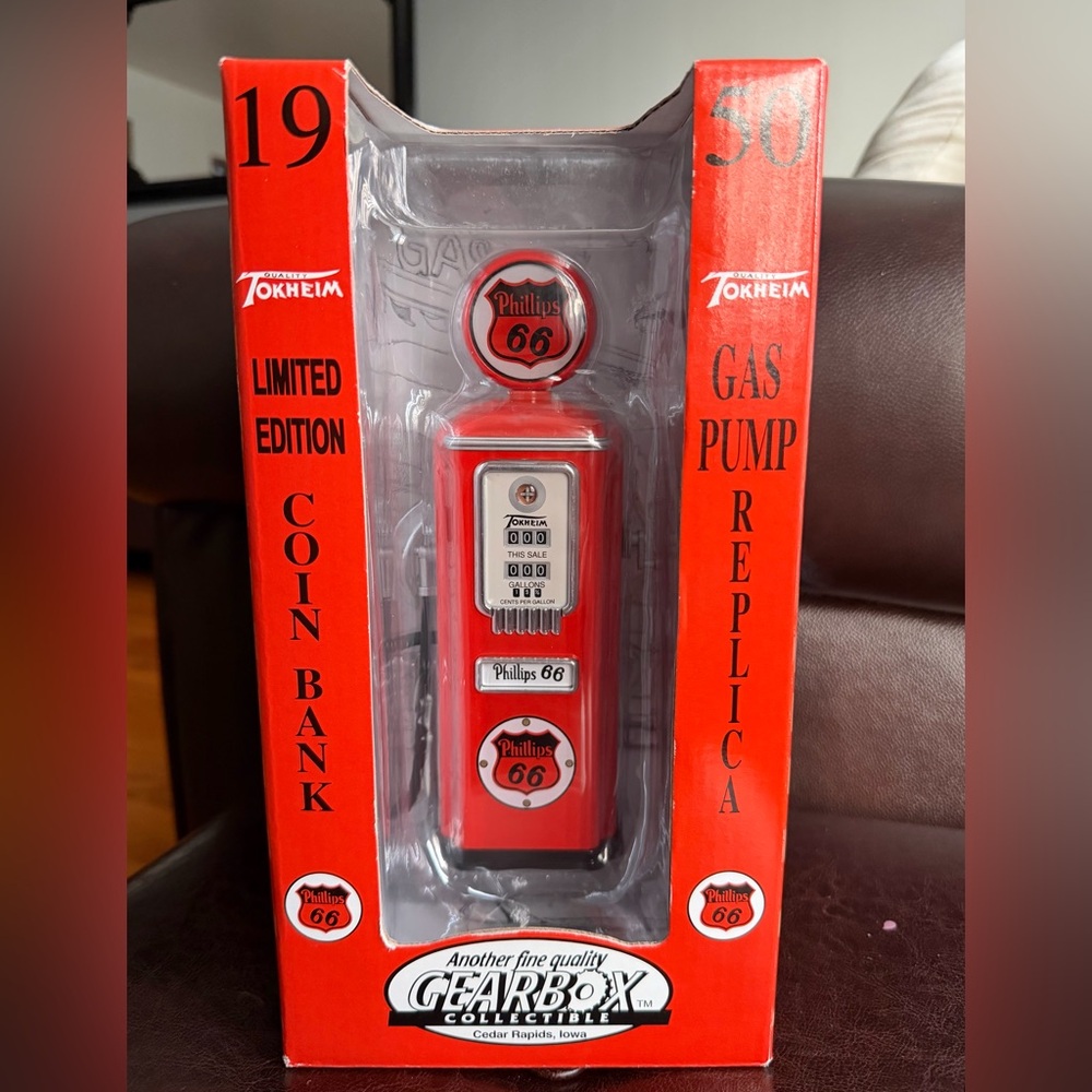 Phillips 66 Red Gas Pump Coin Bank by Tokheim - Limited Replica